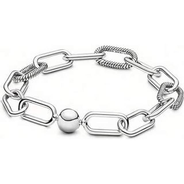 SHEIN 925 Sterling Silver Made In Italy Solid Diamond Cut 8mm Paper Clip Round Ball Buckle Bracelet, Unisex, Hip Hop , Suitable For Valentine&#39;s Day, Hallowe