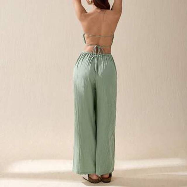 SHEIN Off-Shoulder And Backless Tube Top Long Jumpsuit