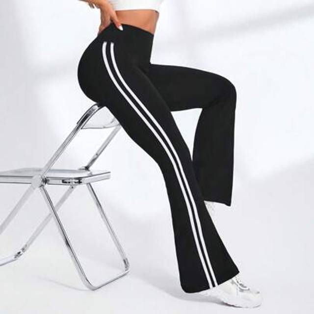 SHEIN Women&#39;s Side Striped Casual Flared Sports Pants