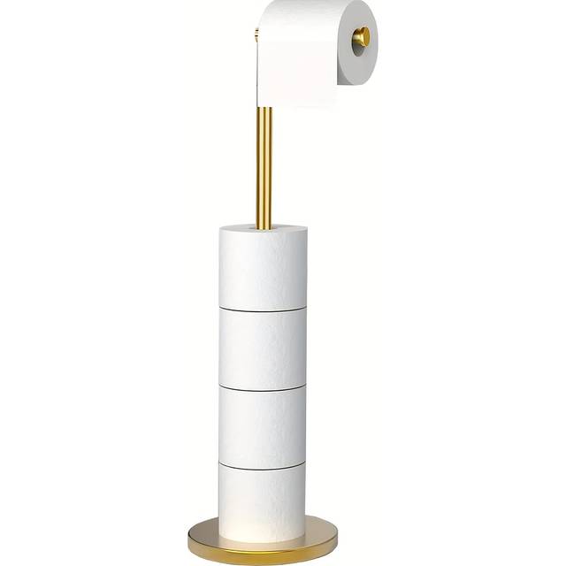 TEMU Stainless Steel Floor-standing Vertical Toilet Paper Holder Bathroom Floor-standing Toilet Paper Holder Without Punching Toilet Paper Holder Single Pole