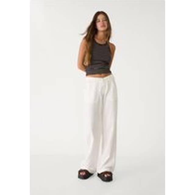 Stradivarius Linen blend trousers with pocket White XS