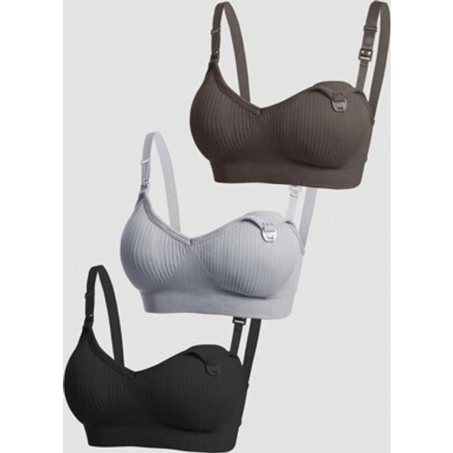 SHEIN 3pcs Maternity Nursing Bras, Sexy Front Opening Breastfeeding Lingerie, Comfortable Underwire Bra