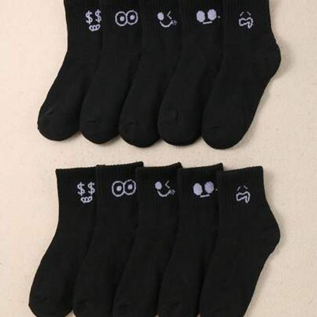 SHEIN 10 Pairs Socks With Colorful Designs For Boys & Girls - Breathable Ankle Socks, Soft & Durable Everyday Children&#39;s Socks (10-Pack | Assorted Expressio