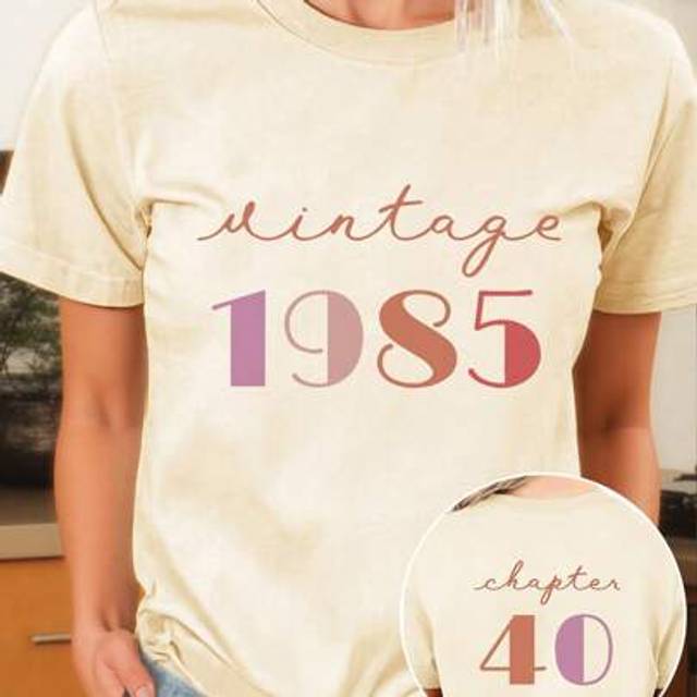 INAWLY Customized Classic 1985 Birthday T-Shirt, Gift For Her 40th Birthday, Wife Birthday Present
