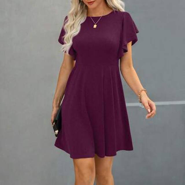 SHEIN Short Sleeve Solid Color Casual Dress, Suitable For Summer