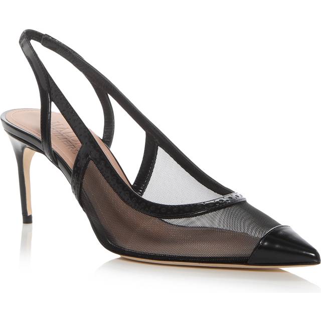 Aubrey 70 Black Mesh Slingbacks