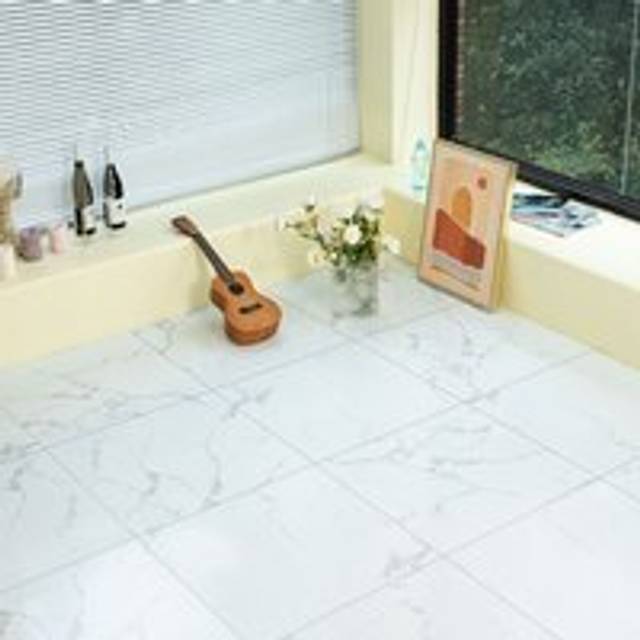 Gr8 Home 36 X Self Adhesive Floor Tiles White Marble Effect Square Planks 3.34M² Flooring, White