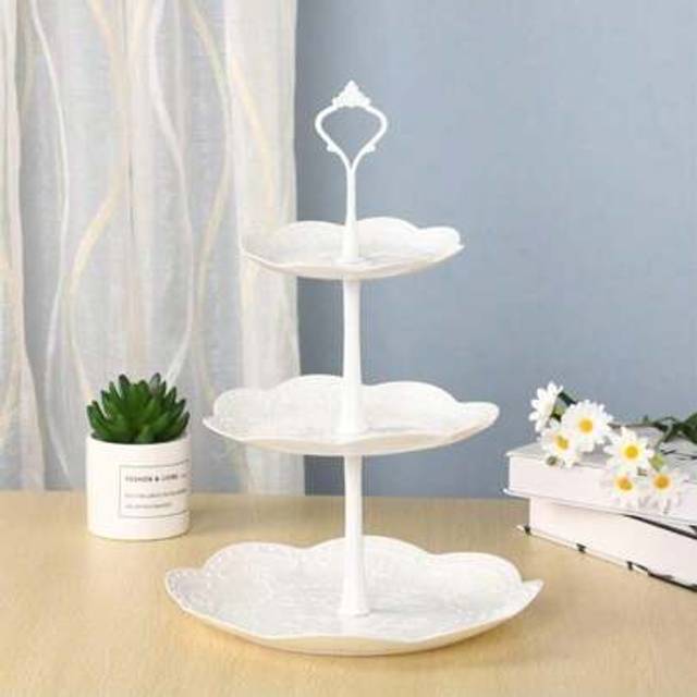 SHEIN 1/3pcs 3-Layer White (Flower Shaped)/Pink (Heart-Shaped) Cake Rack, Cookie Tray, And Cupcake Tower, Perfect For Weddings, Graduation Parties, And Othe