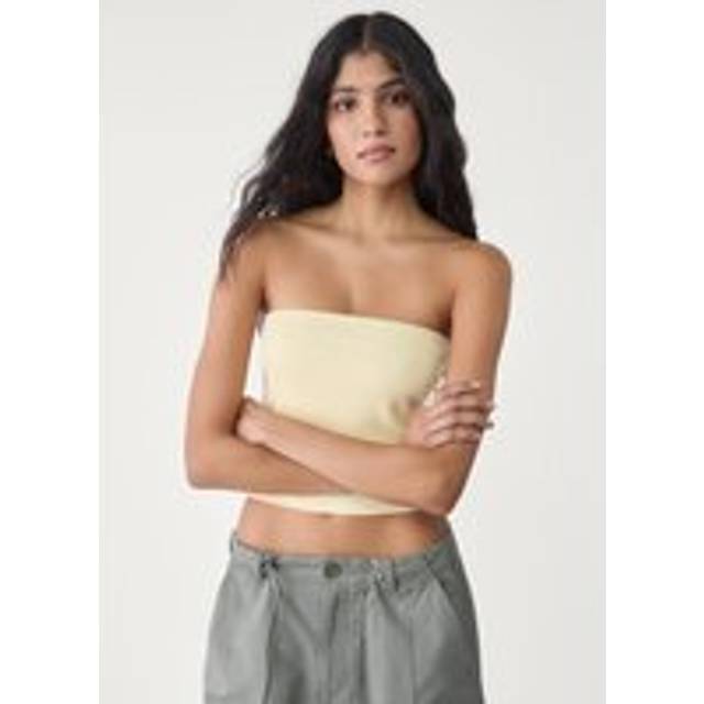 Stradivarius Basic bandeau top Pastel yellow M