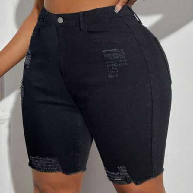 SHEIN Plus Size Ripped Versatile Denim Shorts    Women Summer Outfits Jeans Shorts For Woman Jean Shorts For Women  Summer Outfits For Women Festival Outfit