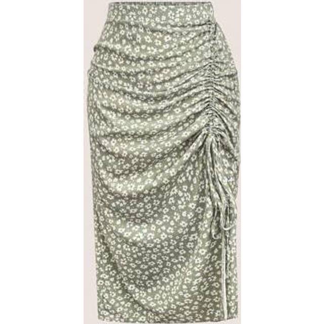 SHEIN Plus Size Petite Casual One-Sided Drawstring Floral Print Summer Holiday Skirt