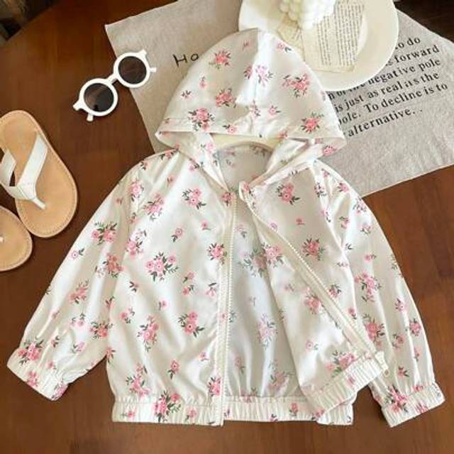SHEIN Baby/Toddler Girl 0-3 Years Lightweight Hooded Jacket, Casual & Versatile For Spring & Summer