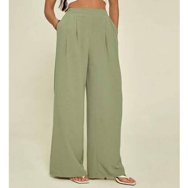 SHEIN Women&#39;s Basic Holiday Wide-Leg Trousers, Suitable For Summer, Light And Comfortable, Suitable For Vacation