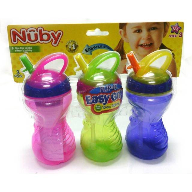 Nuby Flip-it Easy Grip Straw Cup - Pack of 3 10oz. Cups