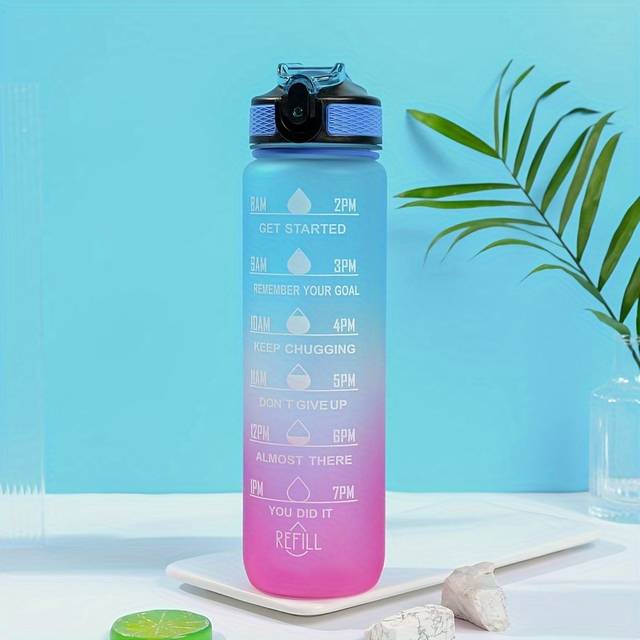 TEMU Stylish Gradient Space-themed Insulated Water Bottle With Digital Display - Portable, Leak-proof, And Lockable Lid For Fitness And Outdoor Use, Outdoor Hydration|futuristic Design|