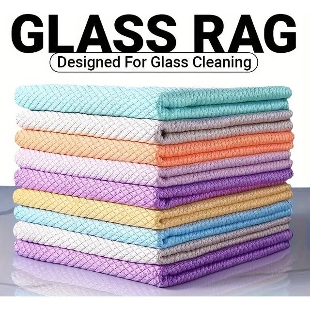 TEMU 10pcs Microfiber Glass Cleaning Cloths - Streak-free, Reusable, Shrink & Wrinkle Resistant, Fade Resistant For Windows, Dishes, Kitchen & Home Use