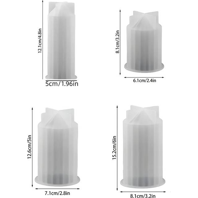 TEMU 4pcs/set 3d Striped Column Silicone Candle Molds, Cylinder Pillar Shaped Candle Making Molds For Resin Plaster Cement Concrete Crafting, For Diy Handmade Crafts, Home Deco