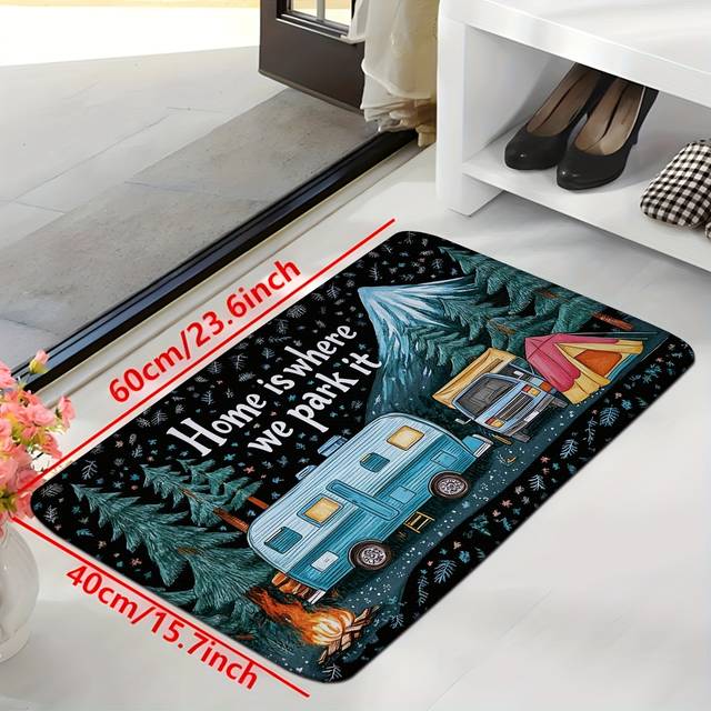 TEMU Non-slip Door Mat - " Where It" Rv Camping , Durable Polyester, Machine Washable For Indoor/outdoor Use, Rv Camping Trips, Camping Accessories