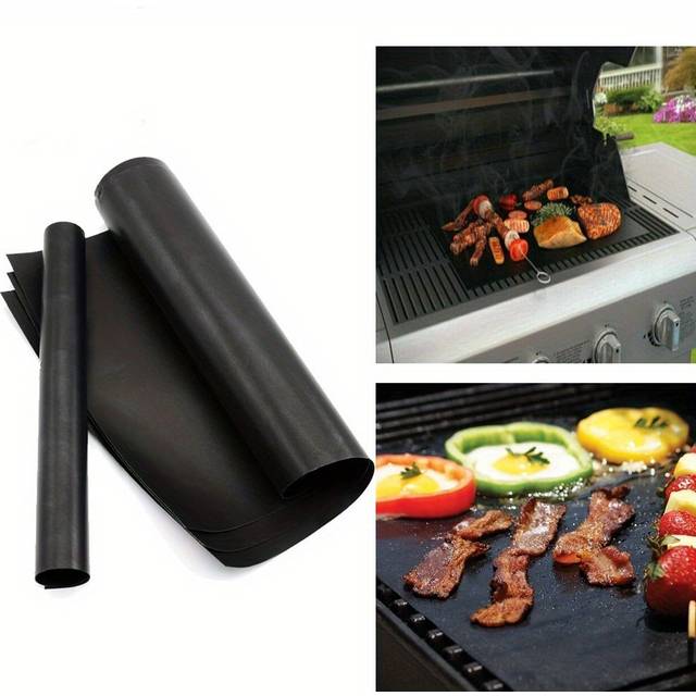 TEMU 40 X 33cm 2pcs Bbq Grill Mat Oven Liners Teflon Cooking Baking Sheet Pad