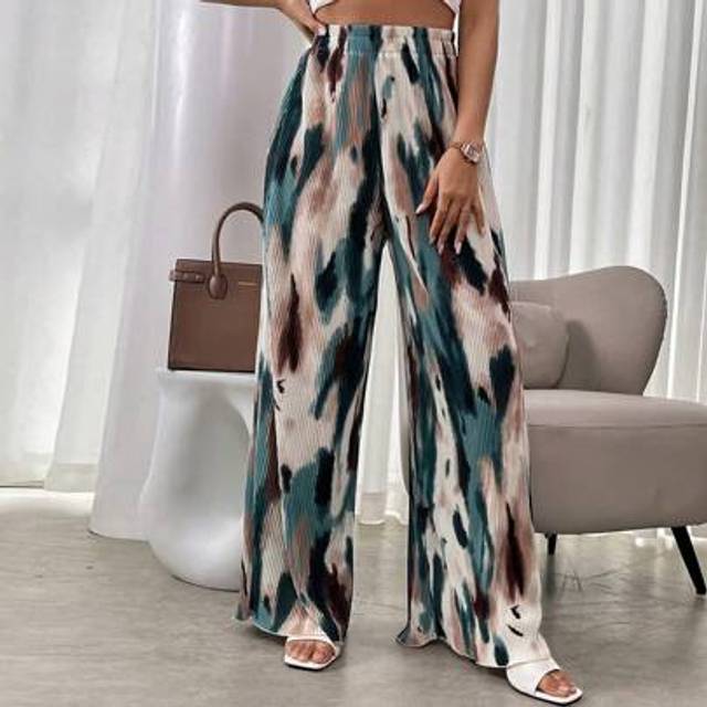 SHEIN Women&#39;s Tie Dye Printed Elastic Waist Loose Pants, Summer
