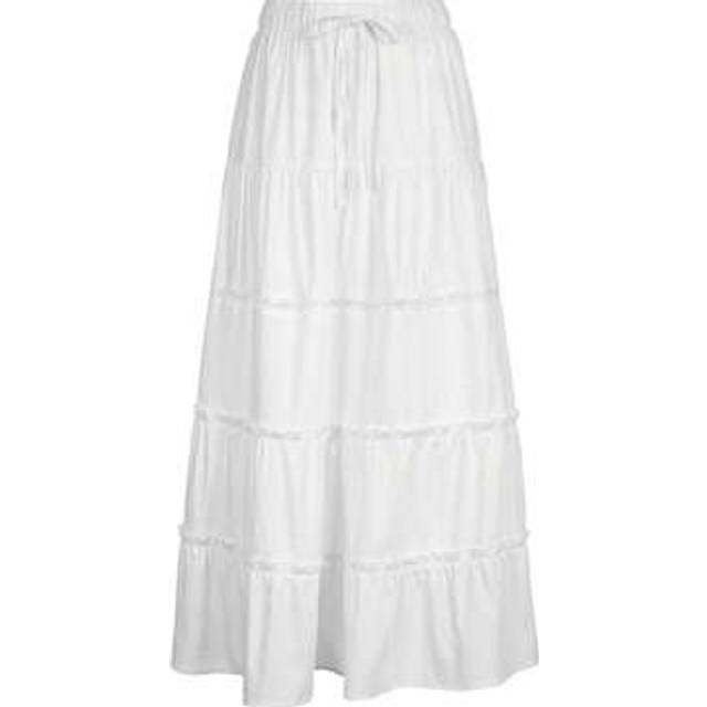 SHEIN Women&#39;s Tiered Long Skirts Drawstring Elastic Waist Solid Color Ruched Midi Skirts Side Split Skirts