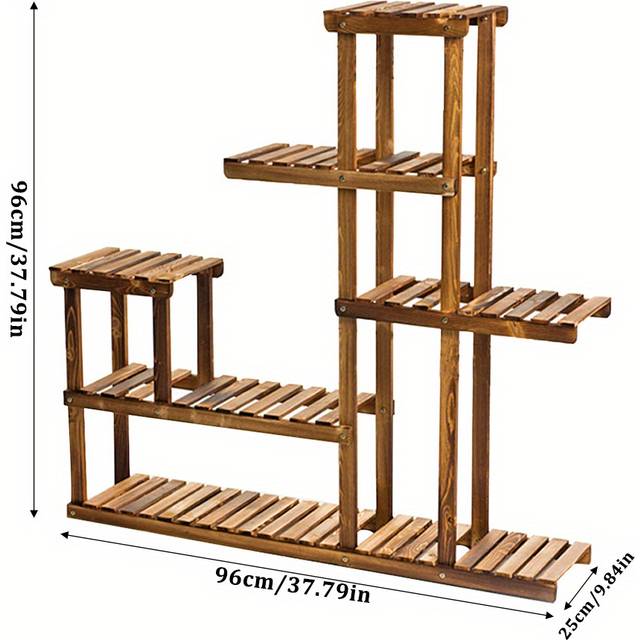 TEMU Wooden Tiered Ladder Rack Plant Shelf Large Capacity Outdoor Display Rack Multi Tier Holder Wood Plant Pot Stand For Indoor 25cm