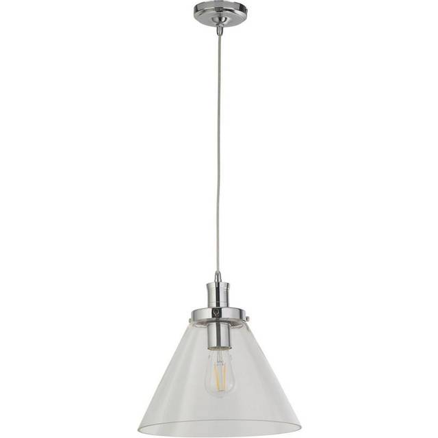 Searchlight 3228CC Pyramid 1 Light Pendant Chrome Clear Pyramid Glass
