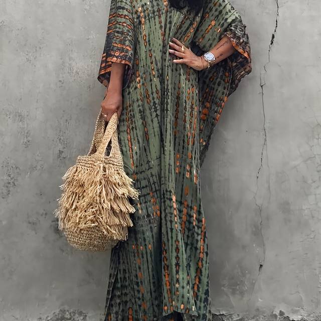 TEMU Plus Size Women's Beach Cover-up Dress Kaftan, Large Summer Casual Beachwear