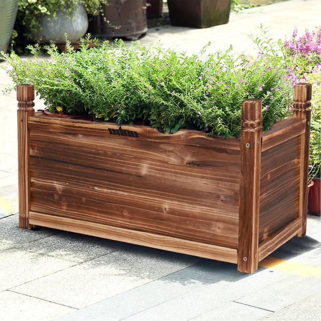 TEMU Wooden Rectangular Planter Box Raised Garden Flower Vegetable Planter Bed