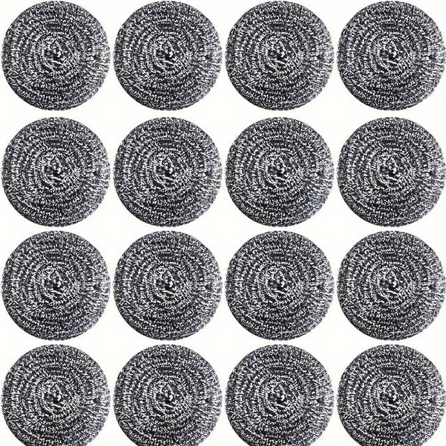 TEMU 12 Stainless Steel Sponge Scrub Cleaning Balls - High-density Metal Scrub Pads For Pots, Dishes, And Rust Removal - Ideal For Kitchen, Bathroom, And Living Room Cleaning (12 Per Pack