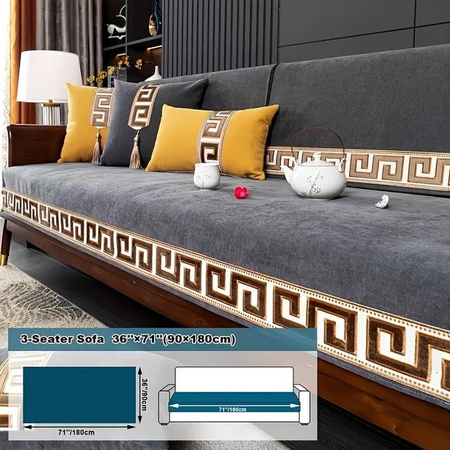 TEMU 1pc Of Light Sofa Cover, Pet Sofa Cover, Anti-slip Velvet Sofa Cover Furniture Protection Cover, Suitable For Bedroom Office Living Room Home Decoration
