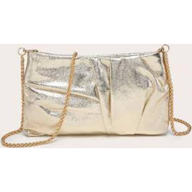 SHEIN 1pc Women&#39;s Fashion Party Clutch Bag, Silk Satin Pleated Texture Small Square Shoulder Bag