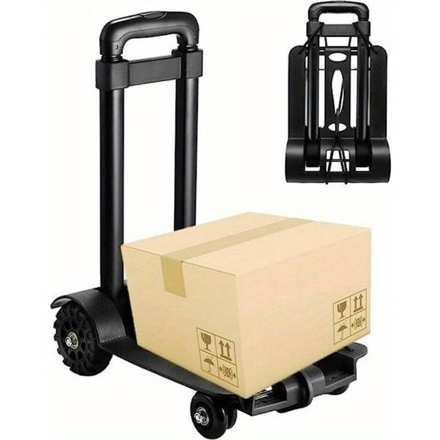 TEMU Folding Hand Trucks 75kg Adjustable Heavy Duty Folding Lightweight Sack Barrows Noiseless Industrial-warehouse Hand Trolley For Lifting Luggage Auto Moving And Office