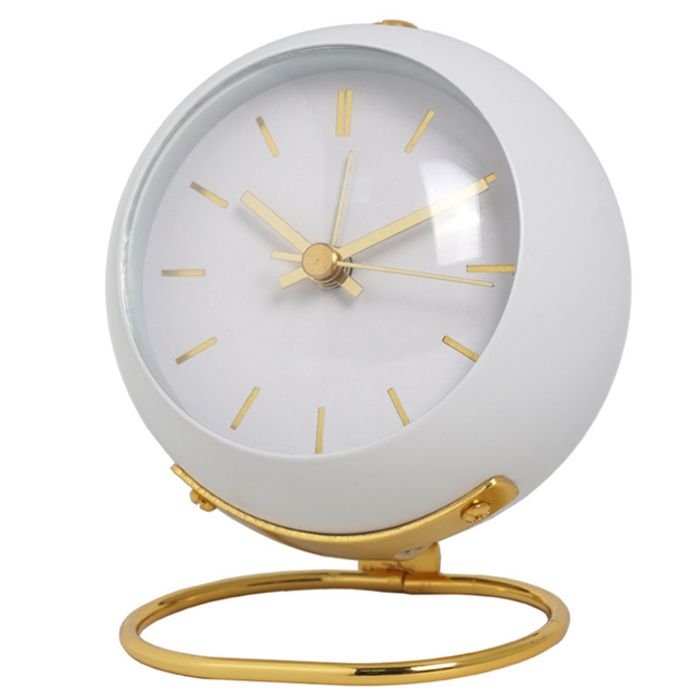 Alarm Clocks,Retro Backlight Simple Design Small Desk Clock with Night Light,Silent Non-Ticking,Battery Powered White