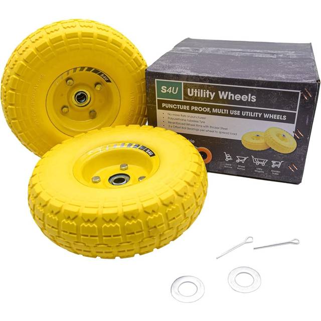 TEMU S4u 2x10" Sack Hand Truck Trolley Cart Wheelbarrow Solid Wheel 3.5-4 Pu Heavy Duty Puncture Proof 16mm Bearing Wheel Nylon Locking Nuts