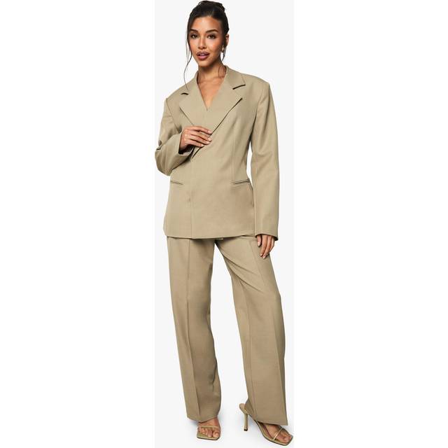 Womens Tailored Textured Woven Straight Leg Trouser - Grey - 12