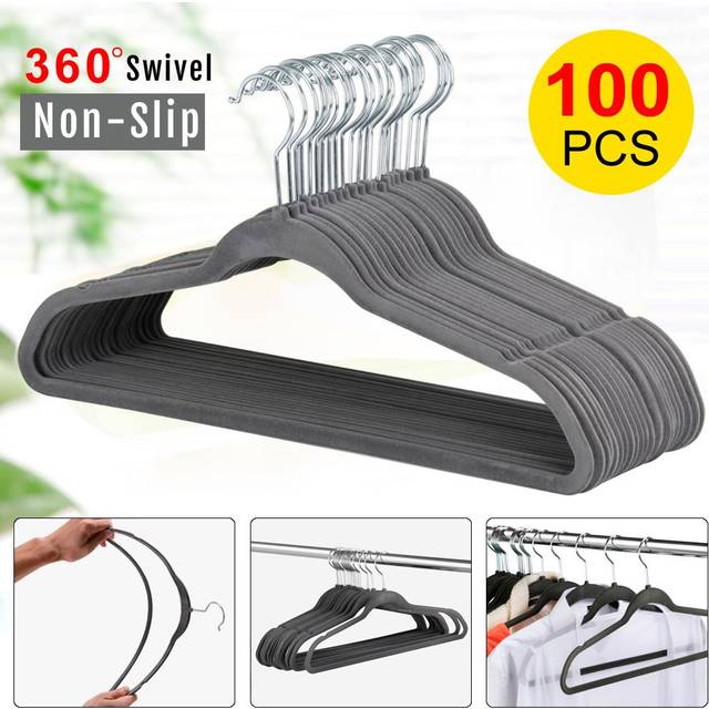TEMU Yaheetech 100pcs Velvet Hangers With Flocked Suit Hangers Non Slip Hook