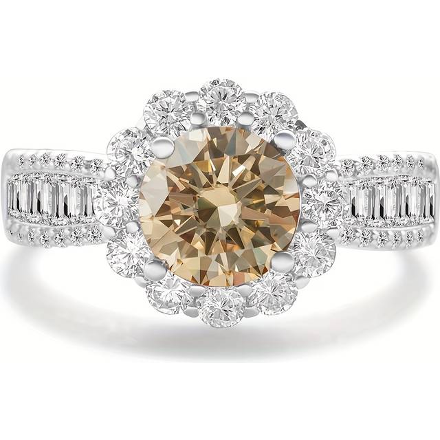 TEMU Elegant 925 Sterling Silvery Ring With 2 Carat Moissanite - & Special Occasions, Ideal Gift For Family, , Or Couples