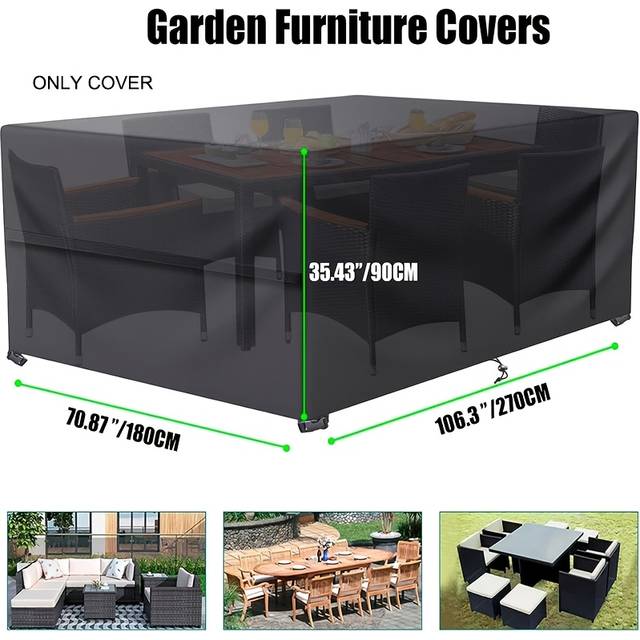 TEMU 1pc Patio Furniture Cover Outdoor, Rectangular Patio Table Chair Sofa Set Cover, All Weather Oxford Material With Buckles
