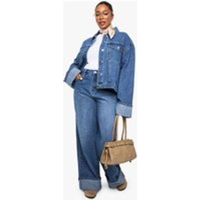 Womens Plus Deep Turn Up Jean - Blue - 18, Blue