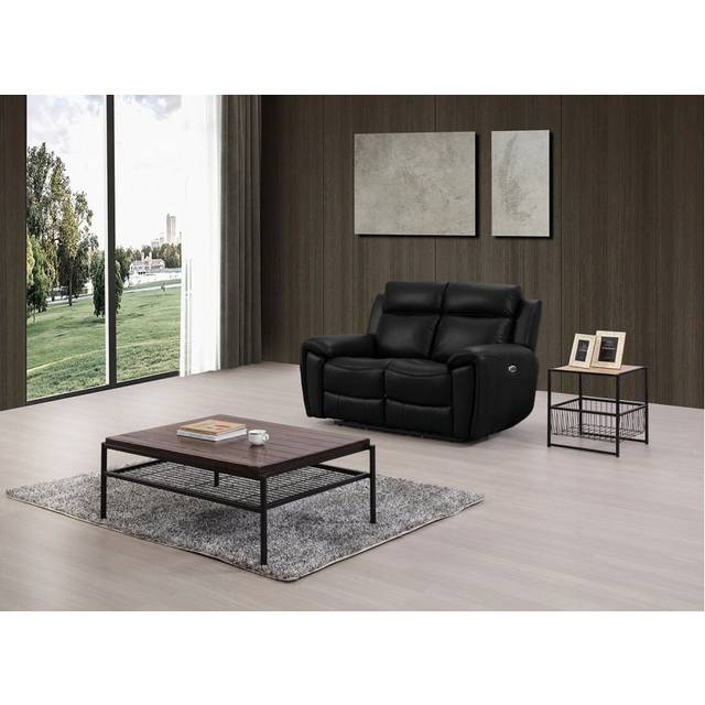 Cejas Genuine Leather Electric Power Recliner 2 Seater Sofa - Black (100cm H X 160cm W X 95cm D)