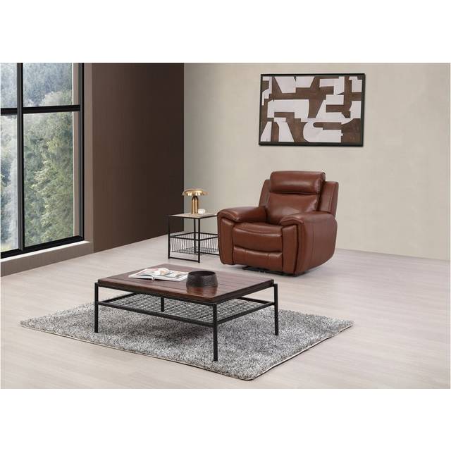 Anncey Genuine Leather Electric Power Recliner Armchair - Tan (100cm H X 110cm W X 95cm D)