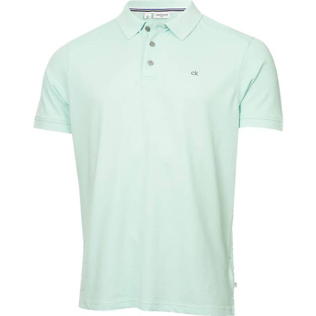 (XXXL, Aqua) Calvin Klein Mens 2025 Campus 3 Button Ribbed Collar Golf Polo Shirt