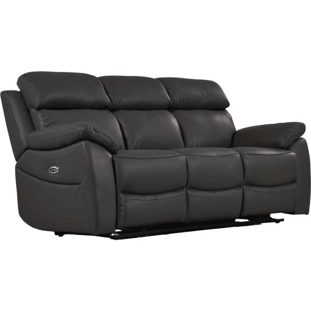 Dandrea Genuine Leather Electric Power Recliner 3 Seater Sofa - Grey (100cm H X 205cm W X 95cm D)