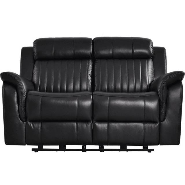 Cenaida Genuine Leather Cream Electric Power Recliner 2 Seater Sofa - Black (100cm H X 152cm W X 95cm D)