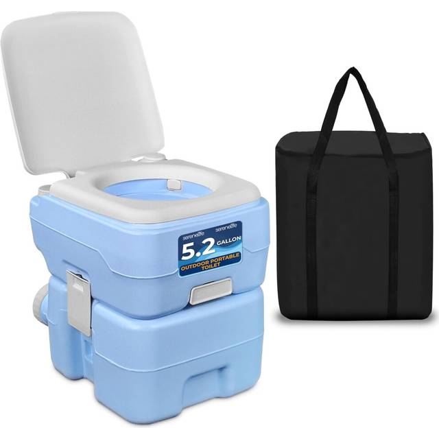 SereneLife 20L Outdoor Camping, Portable Toilet, Comfortable Flushable Portable Toilets for Adults, Travel Toilet, Porta Potty Loo, Detachable Waste