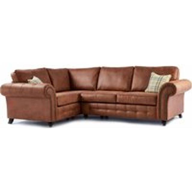 Oakland Corner Chesterfield 4 Seater L Shape Sofa Suite Tan - Charcoal - One Size