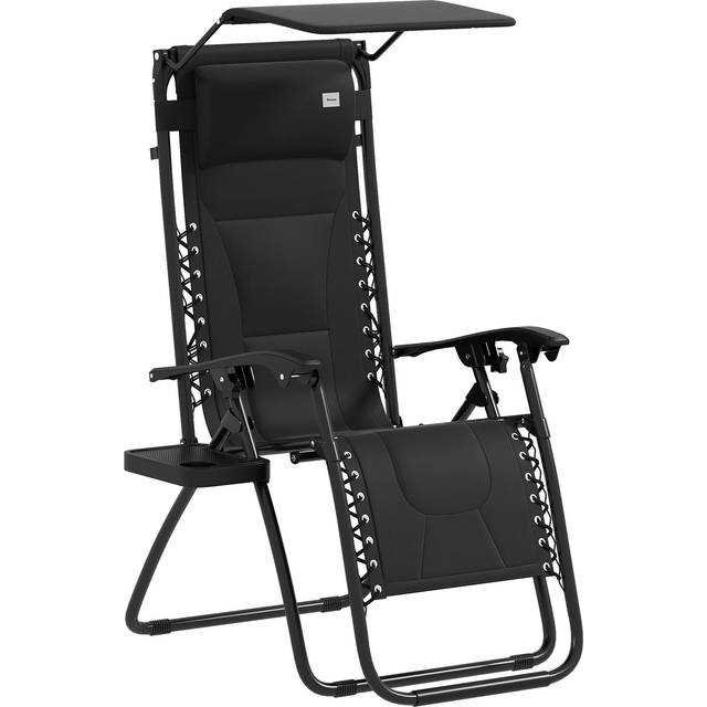 Outsunny Zero Gravity Lounger Chair - Folding Reclining Chair - Black | TJ Hughes