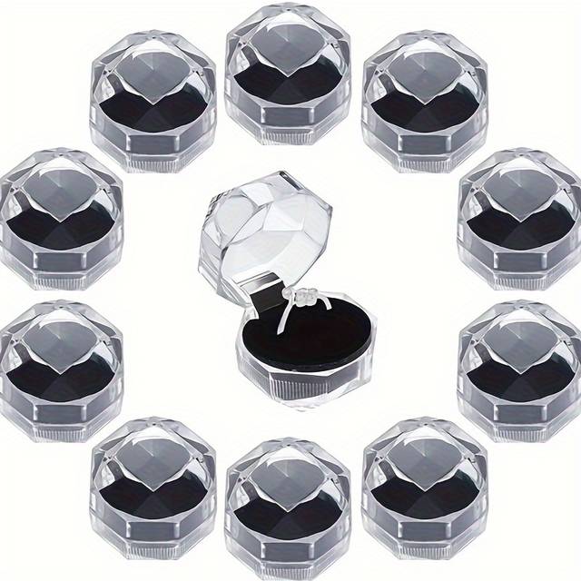 TEMU 20-pack Plastic Transparent Ring Boxes With Sponge Insert – Versatile Jewelry Gift Boxes For Rings, Earrings, And Small Accessories Display & Packaging