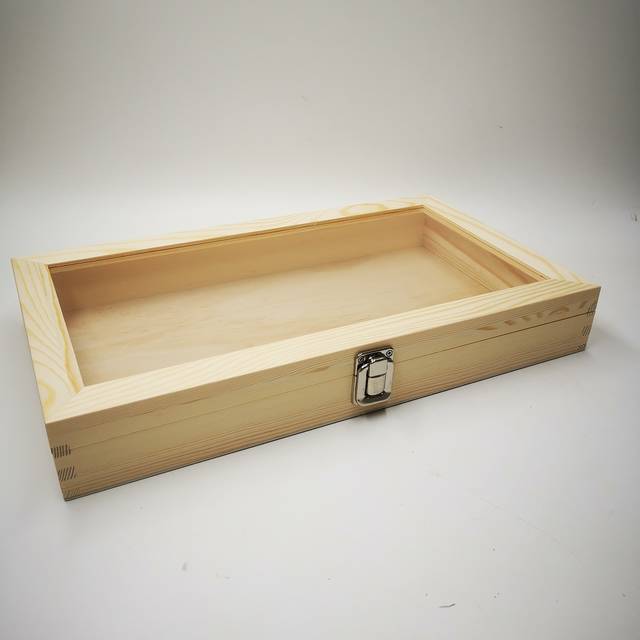 TEMU Rectangular Wooden Jewelry Box With Clear Lid, Clasp Closure, Desktop Display Case For Jewelry, Specimens, Toys, Gift Box, Contemporary Style, Locking Feature, Storage Organizer